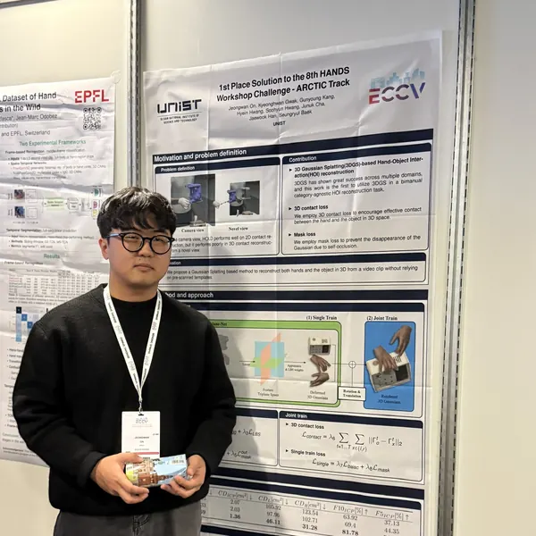 Jeongwan On next to the ARCTIC Track solution poster at ECCV 2024